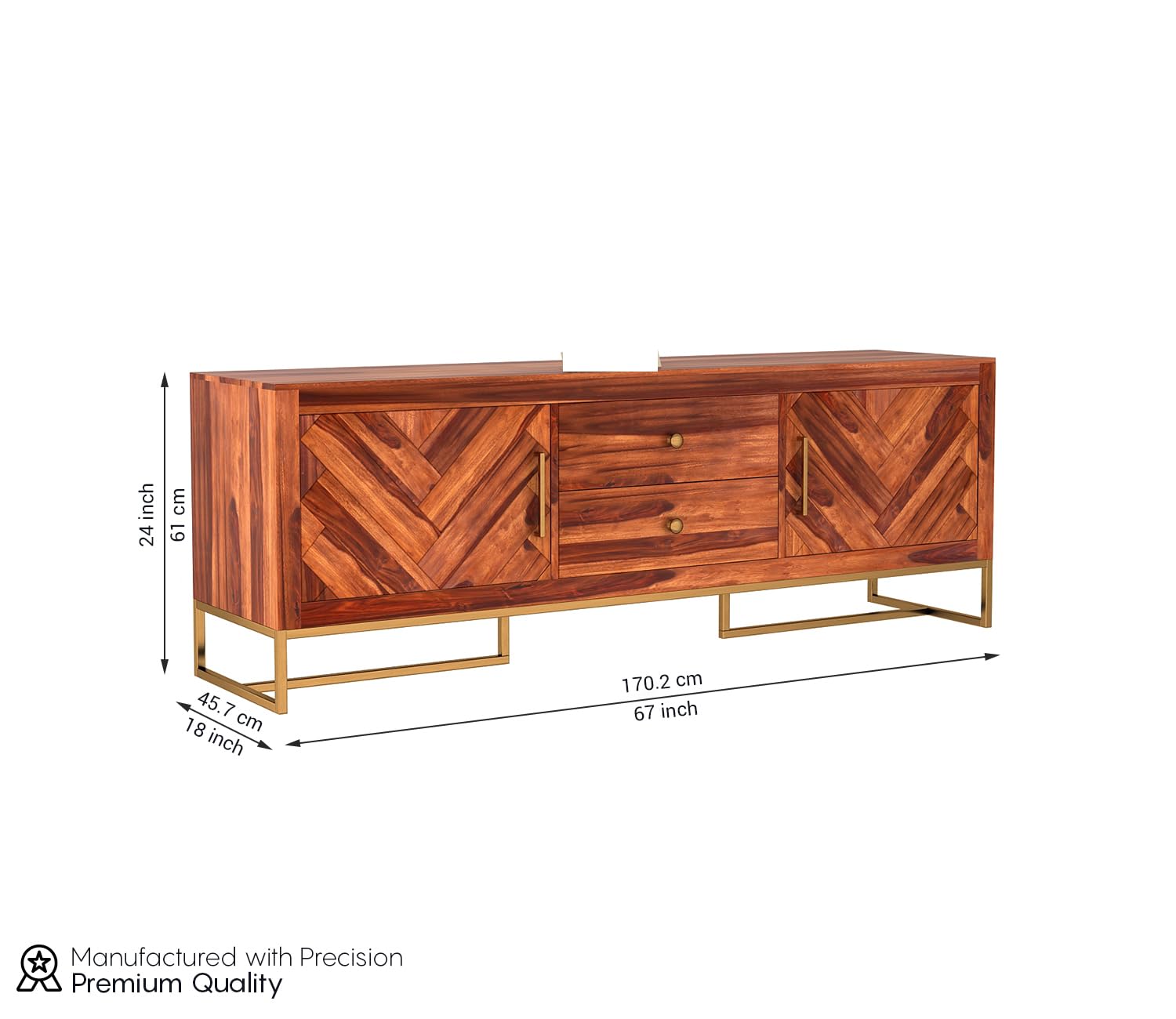 RFD - Royal Furniture Decor Solid Sheesham Wood TV Unit | Jett | Honey