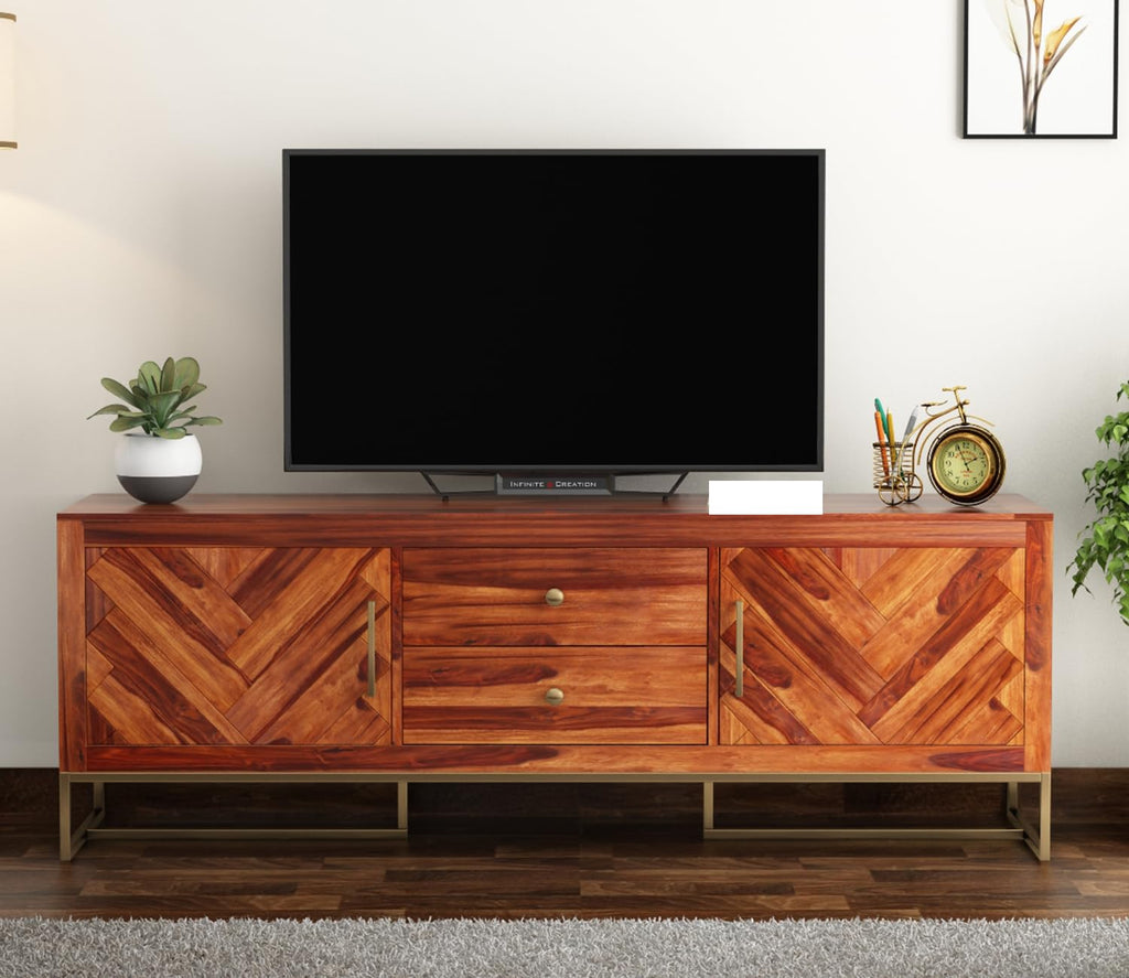 RFD - Royal Furniture Decor Solid Sheesham Wood TV Unit | Jett | Honey