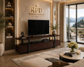 RFD - Royal Furniture Decor Rustic Sheesham Wood & Metal TV Unit, Walnut