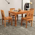 Royal Furniture Decor Solid Sheesham Wood 4 Seater Dining Table Set Without Cushioned Chairs for Dining Room | Living Room | Home & Office | Hotels Restaurant & Cafe (4 Seater, Honey B)