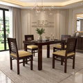 Royal Furniture Decor Solid Sheesham Wood 4 Seater Dining Table Set with Cushioned Chairs for Dining Room | Living Room | Home & Office | Hotels Restaurant & Cafe (4 Seater, Walnut Finish D)