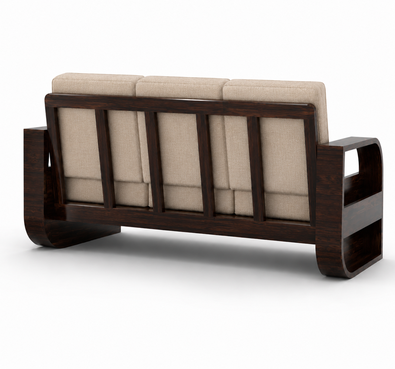 Royal Furniture Decor 5-Seater Wooden Sofa Set, Beige Fabric