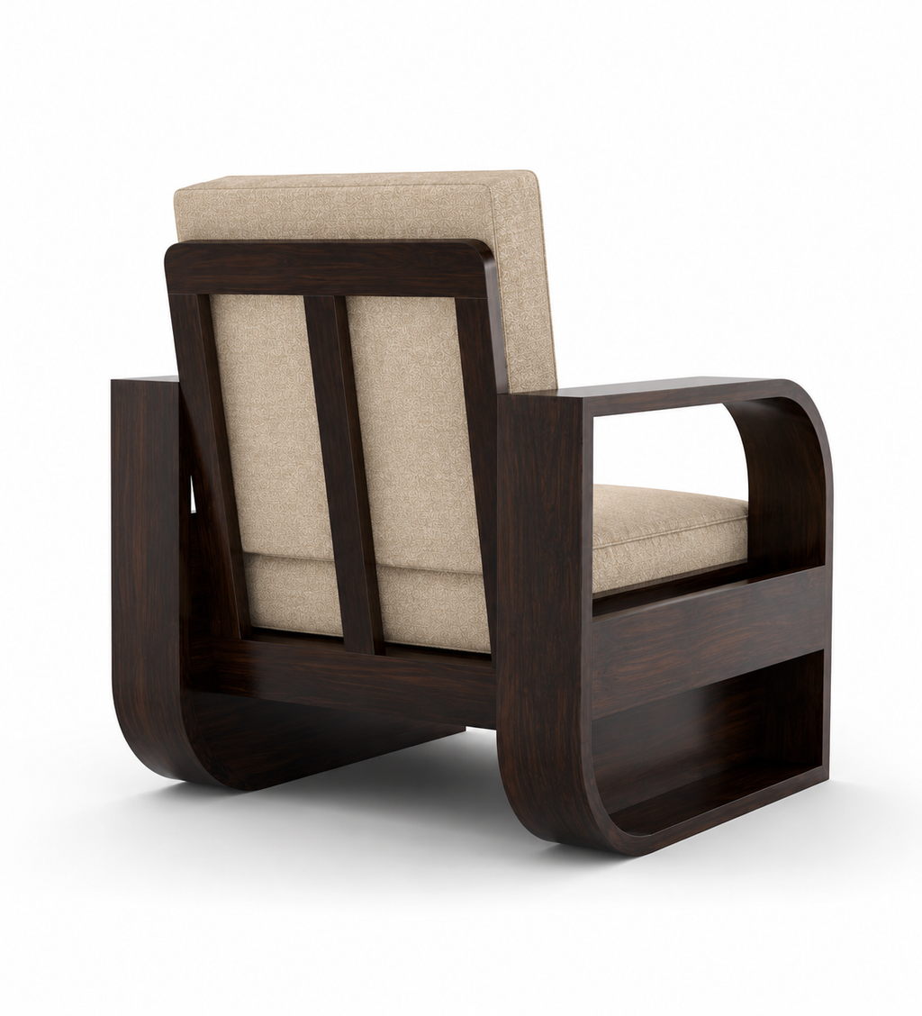 Royal Furniture Decor 5-Seater Wooden Sofa Set, Beige Fabric