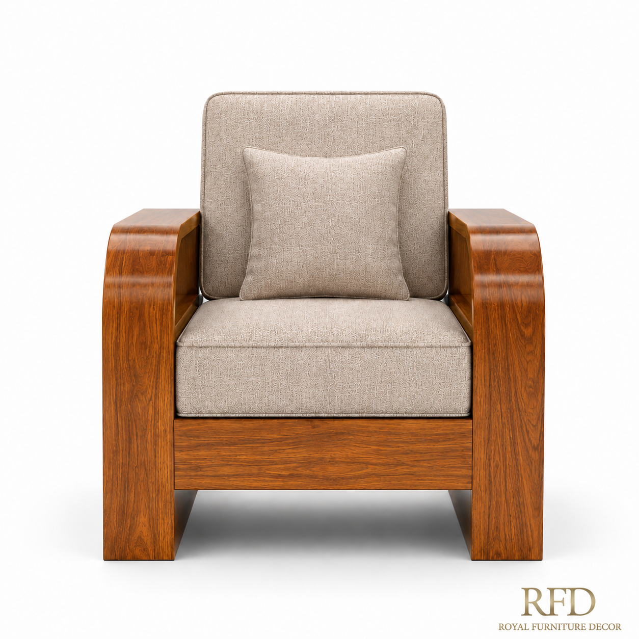 RFD Royal Furniture Decor 5-Seater Wooden Sofa Set, Beige Fabric