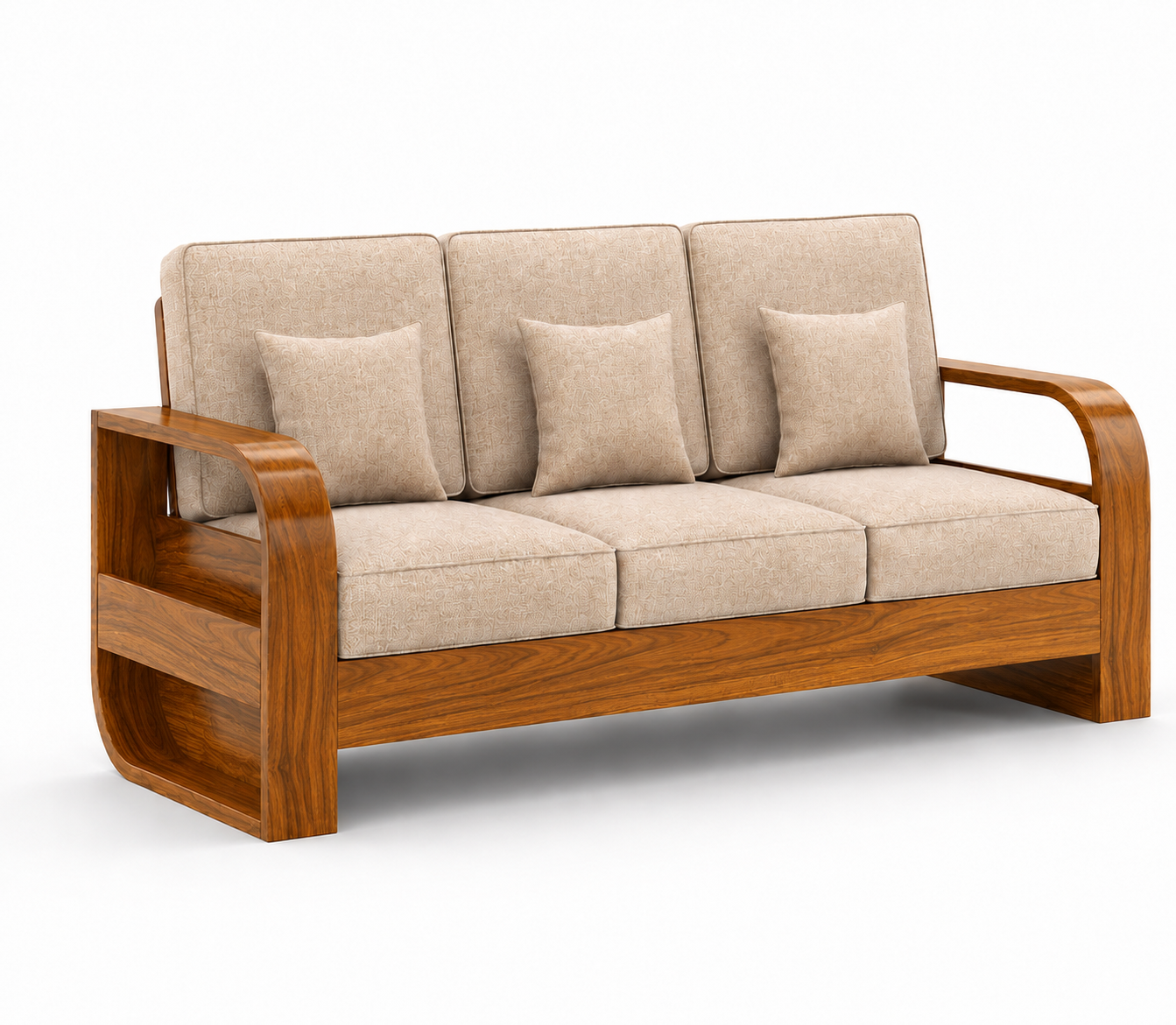 RFD Royal Furniture Decor 5-Seater Wooden Sofa Set, Beige Fabric