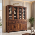 RFD Solid Wood Display Cabinet with Glass Doors and Drawers