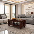 Royal Furniture Decor Sheesham Wooden Center Coffee Table with Shelf for Living Room | Solid Wood Teapoy Tea Table | Rosewood Sofa Center Table for Home & Office (Walnut)