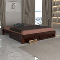 RFD - Royal Furniture Decor Solid Sheesham Wood Low Height Platform King Size Bed with Storage for Bedroom Wooden Double Bed (Walnut Finish)
