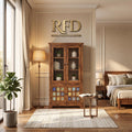 RFD - Royal Furniture Decor Solid Wood Display Cabinet with Glass Doors