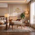 RFD - Royal Furniture Decor Wooden Cane Back Lounge Chair with Cushion