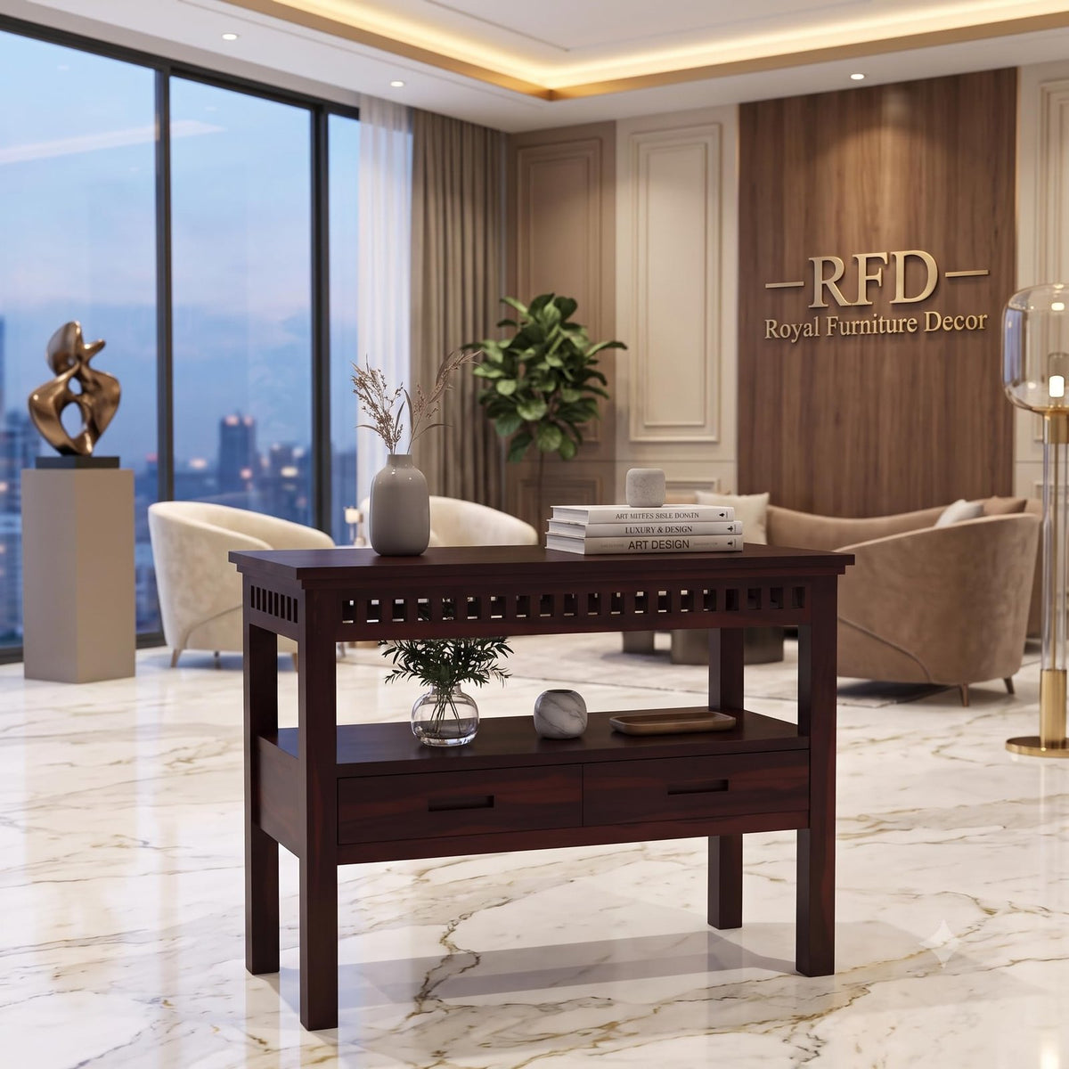 RFD - Royal Furniture Decor Console Table (Walnut)