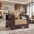 RFD Wooden Single Seater Sofa Chair with Beige Fabric Cushion