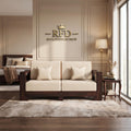 Royal Furniture Decor 2-Seater Wooden Sofa with Cushions, Cream