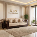 RFD - Royal Furniture Decor Wooden 3 Seater Sofa with Cushions, Beige
