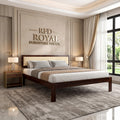 RFD - Royal Furniture Decor Solid Sheesham Wood King Size Bed Without Storage for Bedroom Living Room Home Wooden Cot Double Bed Palang with Cushion Headboard Furniture (Walnut Finish)