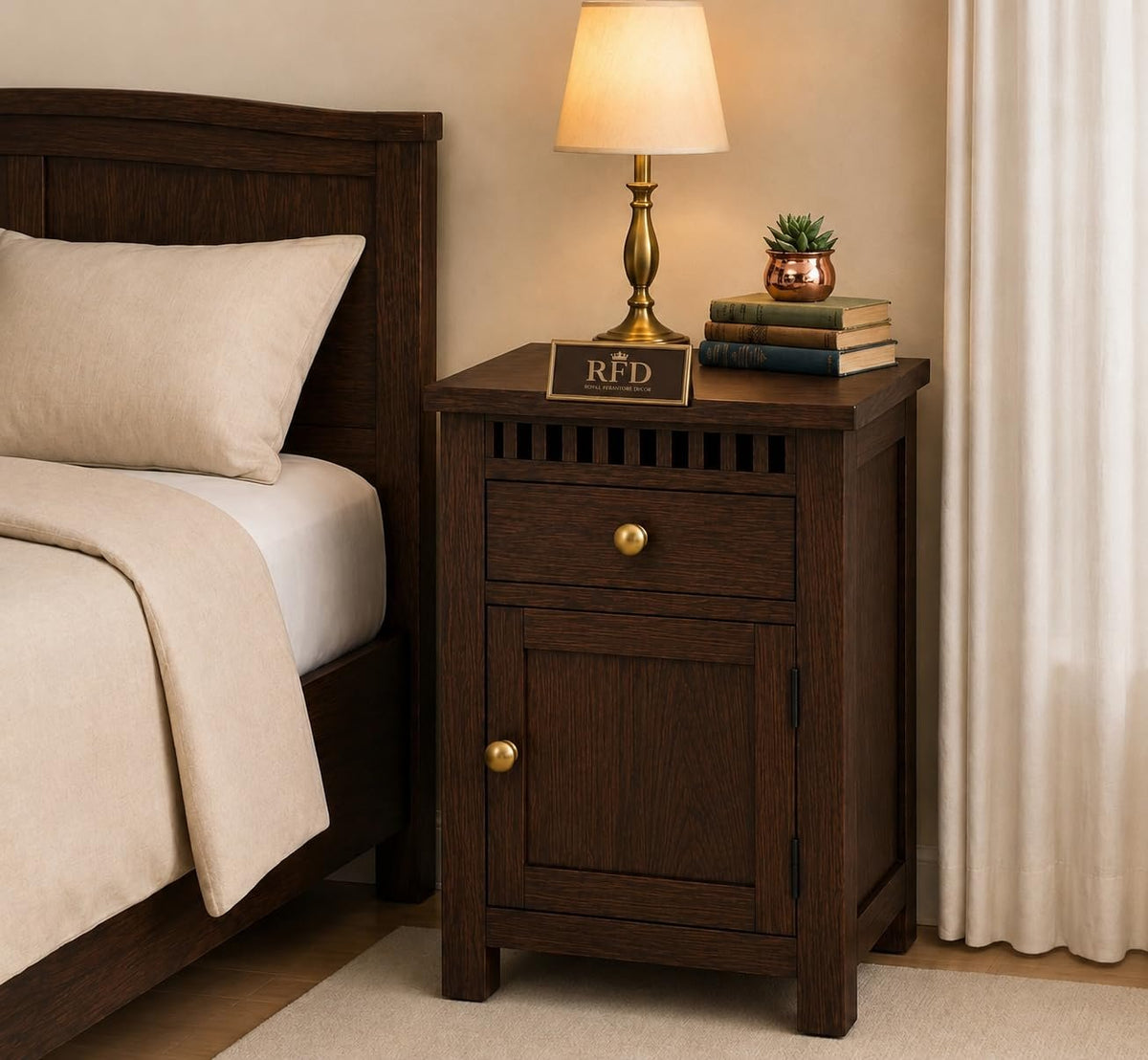 RFD - Royal Furniture Decor Night Stand (Dark WALUNT)
