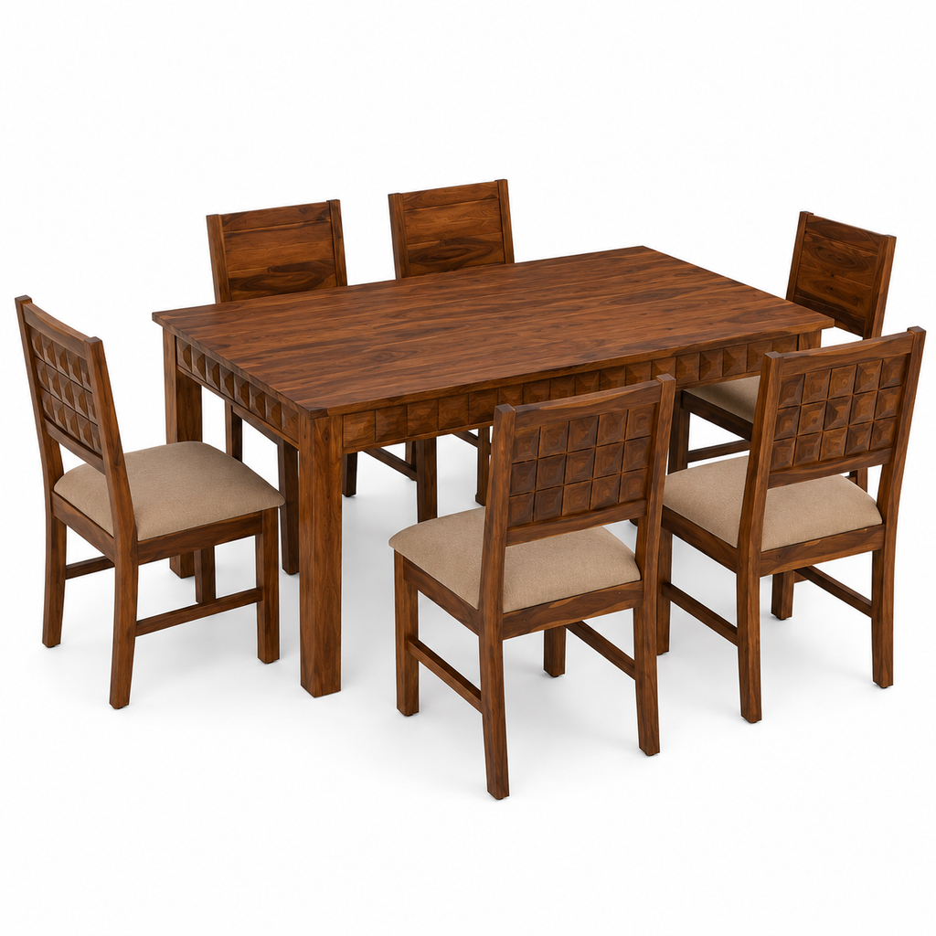 RFD - Royal Furniture Decor 6-Seater Solid Wood Dining Table Set